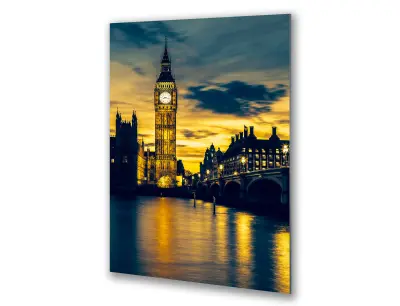 Slika na steklu london big ben noč tamiz mesto okrasna slika 23x36 cm