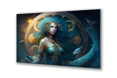 Slika na steklu zodiakalna znamenja devica okrasna slika 130x83 cm
