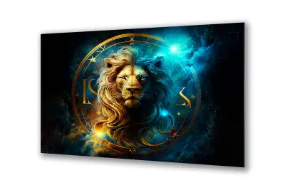 Slika na steklu zodiakalna znamenja lev leo okrasna slika 90x60 cm