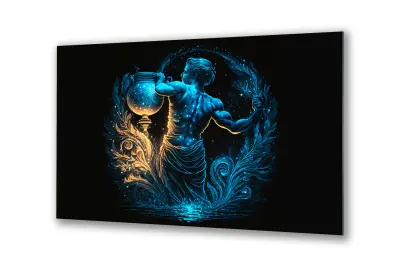 Slika na steklu zodiakalni znak vodnar vodnar okrasna slika 130x83 cm