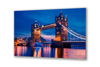 Slika na steklu tower bridge london tamiza city okrasna slika 130x83 cm