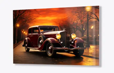 Slika na steklu starodobni avto star avto avto okrasna slika 130x83 cm