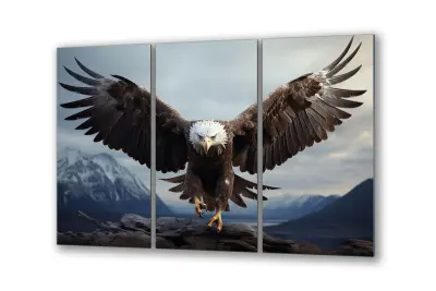 Slika na steklu orel v gorah živali ptice okrasna slika 151x95 cm