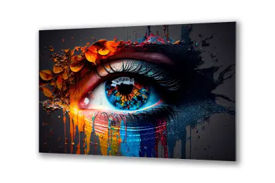 Slika na steklu Obarvana zenica očesa trepalnic okrasna slika 130x83 cm
