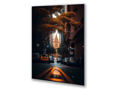 Slika na steklu ulični mestni promet okrasna slika 60x90 cm