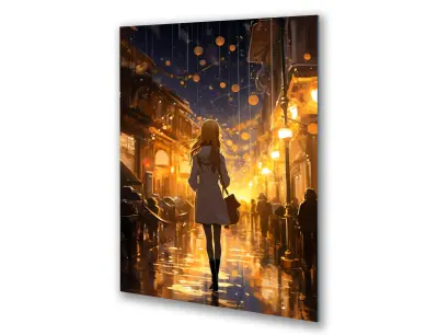 Slika na steklu anime girl manga city character okrasna slika 23x36 cm