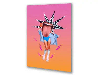 Slika na steklu kolaž pop art retro rolke risanka okrasna slika 23x36 cm