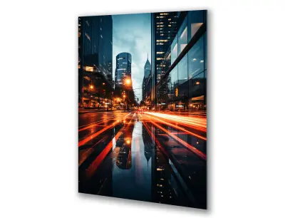 Slika na steklu sodobni mestni nebotičniki okrasna slika 60x90 cm