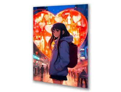 Slika na steklu anime style girl heart okrasna slika 83x130 cm