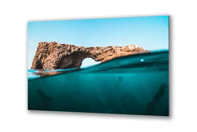 Slika na steklu morska voda taffy narava skala okrasna slika 36x23 cm