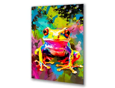 Slika na steklu barve za barvanje žabje barve okrasna slika 83x130 cm
