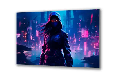 Slika na steklu anime dekle temnega značaja okrasna slika 36x23 cm