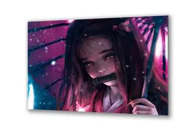 Slika na steklu dekle anime dež manga okrasna slika 130x83 cm