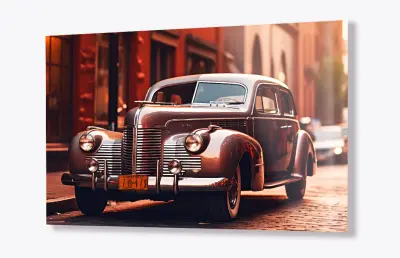 Slika na steklu stari avto retro vintage avto okrasna slika 36x23 cm