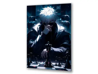 Slika na steklu šah anime borec manga okrasna slika 23x36 cm