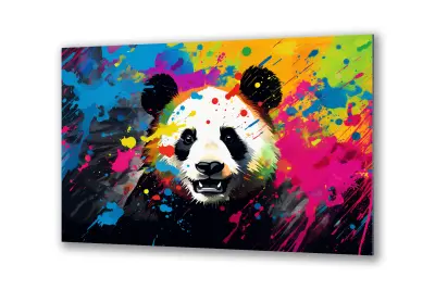 Slika na steklu barve za barvanje medvedka pande okrasna slika 90x60 cm