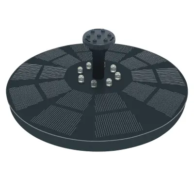 Vodna fontana na sončno energijo s pisano osvetlitvijo in različnimi šobami Black