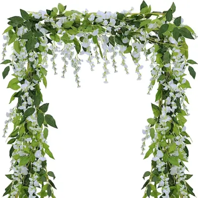 Umetna rastlina Wisteria Garlang belo/zelena 1,8 m 4-pak