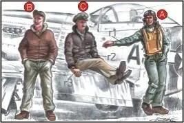 US Army Pilots (2 fig.) And Mechanic WW II
