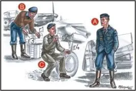 French Mechanics (2 fig.) And Pilot WW II