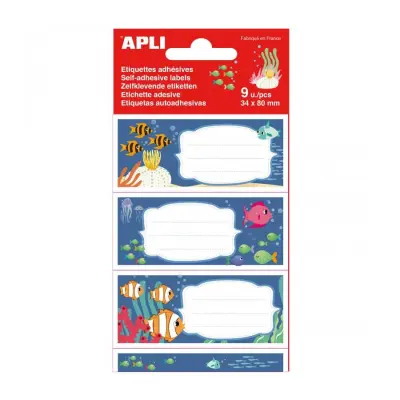 APLI Mini nalepke šolske-ocean 81 x 36 mm za ročno pisanje, 9 kos