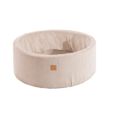 MeowBaby® Okrogel bazen z žogicami Ball pool Aesthetic 90x30 cm, brez žogic, velvet, bež