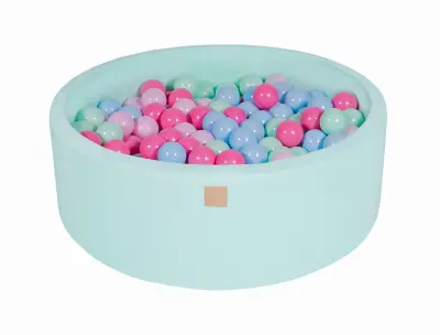 MeowBaby® Bazen z žogicami, 90x30 cm z 200 žogicami, bombaž, mint: mint/modra/svetlo roza/pastelno roza