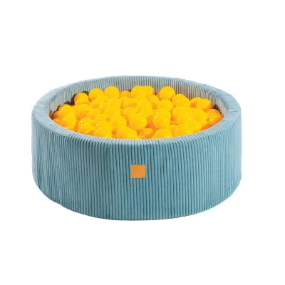 MeowBaby® Okrogel bazen z žogicami Aesthetic bazen z žogicami 90x30 cm z 200 žogicami, velvet, turkizna : rumena