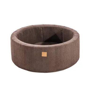 MeowBaby® Okrogel bazen z žogicami Ball pool Aesthetic 90x30 cm, brez žogic, Velvet, Rjava