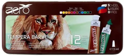 Barvice tempera 7ml 1/12 kovinska embalaža lev