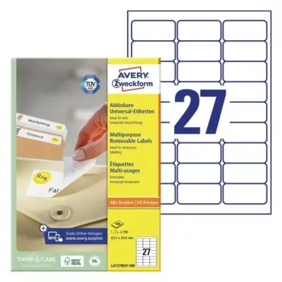 Etikete zweckform l4737rev 63,5xx29,6mm odstranljive 1/100