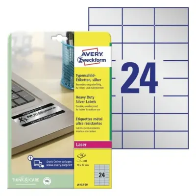 Etikete zweckform l6133 1/20 70x37 srebrne