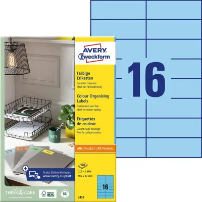 Etikete zweckform 3453 modre 105x37 1/100