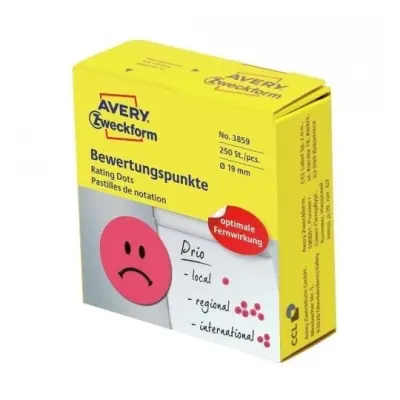 Etikete zweckform 3859 okrogle smeški rdeči 19mm