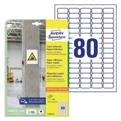 Etikete zweckform l7872-20 35,6x16,9mm s super močnim lepilom