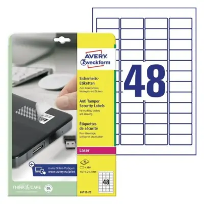 Etikete zweckform l6113 45,7x21,2mm zaščitne anti tamper 1/20