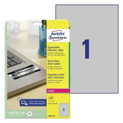 Etikete zweckform l6013 210x297mm 1/20 srebrna
