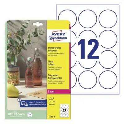Etikete avery zweckform l7787-25 fi60 mm svetleče transparentne