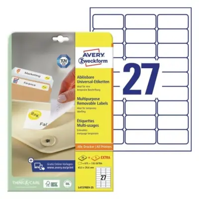 Etikete zweckform l4737rev 63,5x29,6mm odstranljive 1/25