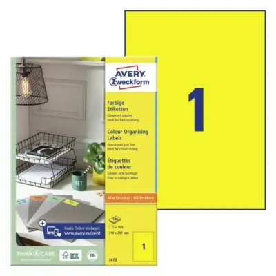 Etikete zweckform 3473 210x297mm rumene