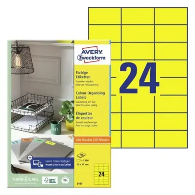 Etikete zweckform 3451 70x37mm rumene