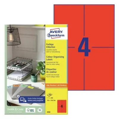 Etikete zweckform 3456 105x148mm rdeče