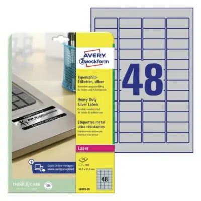 Etikete zweckform l6009 45,7x21,2mm 1/20 srebrna