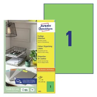 Etikete zweckform 3472 210x297mm zelene
