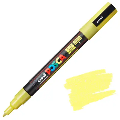 POSCA Uni flomaster; konica 0,9-1,3 mm; rumen z bleščicami
