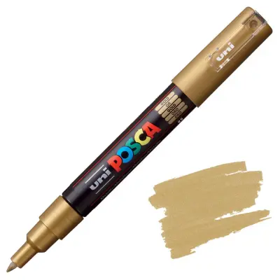 POSCA Uni flomaster; konica 0,7 mm bullet; zlat