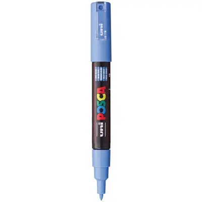POSCA Uni flomaster; konica 0,7 mm bullet; nebeško moder