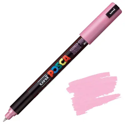 POSCA Uni flomaster; konica 0,7 mm kovina; kovinsko pink