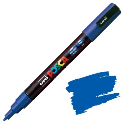 POSCA Uni flomaster; konica 0,9-1,3 mm; moder