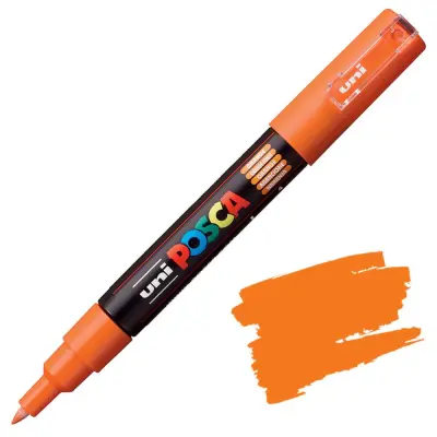 POSCA Uni flomaster; konica 0,7 mm bullet; oranžen
